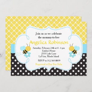 Bumble Bee Yellow and Black Boy Baby Shower Invitation