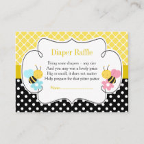 Bumble Bee Yellow and Black Diaper Raffle Enclosure Card