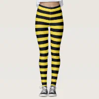 Striped Black and Yellow Bumblebee Leggings