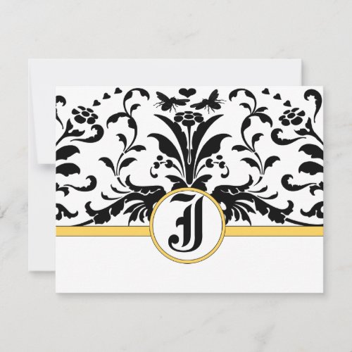 Bumble Bee Yellow Damask Response Card- Invitation