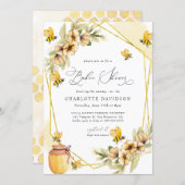 Bumble Bee Yellow Floral Frame Baby Shower Invitation (Front/Back)