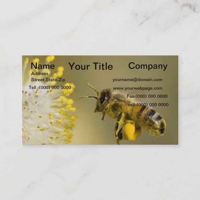 Bumble Bee Yellow Flower Business card (Front)