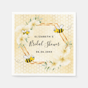 Bumble bee yellow honeycomb floral bridal shower napkins