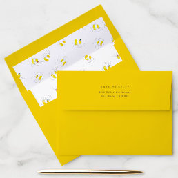 Bumble Bee Yellow Thank You Card Return Address Envelope