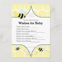 Bumble BEE Yellow Wishes for Baby Shower Game Invitation