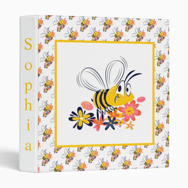 Bumble Bee's and Flowers 3 Ring Binder (Front/Spine)