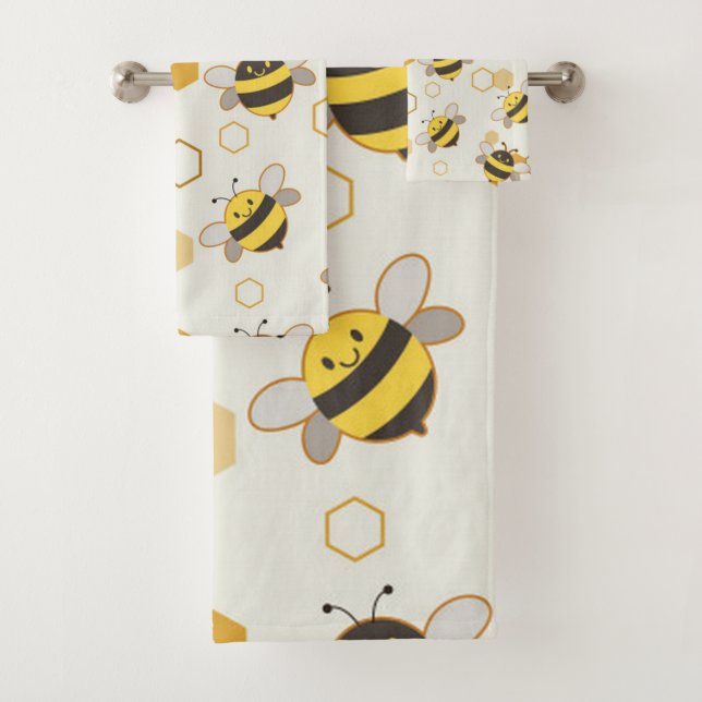 Bumble Bees and Honeycomb Bath Towel Set (Insitu)