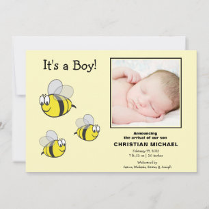 Bumble Bees Baby Photo Birth Announcement