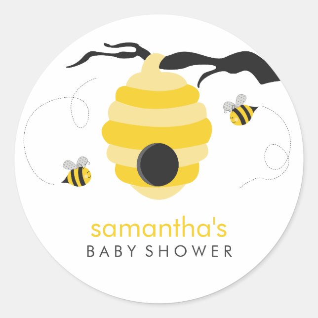 Bumble Bees Baby Shower Classic Round Sticker (Front)
