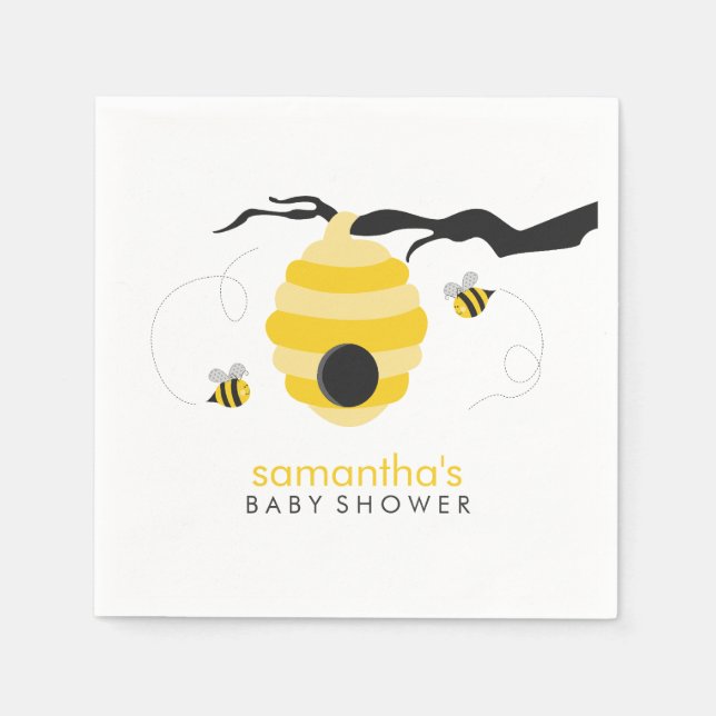 Bumble Bees Baby Shower Paper Napkins (Front)