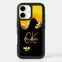 Bumble bees black honey dripping monogram