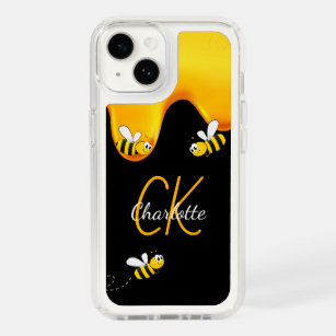 Bumble bees black honey dripping monogram speck iPhone 14 case