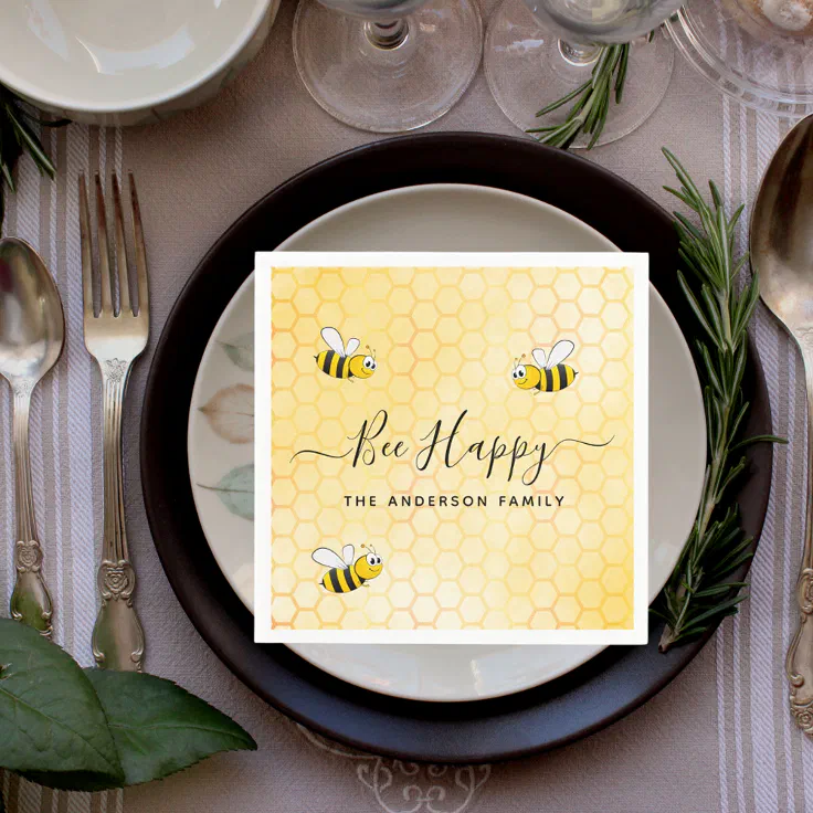 Bumble bees bree happy summer fun humor name napkins Zazzle