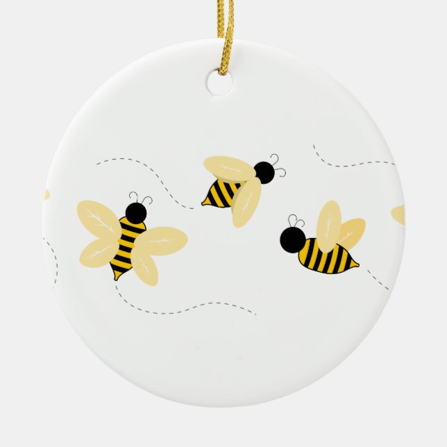 Bumble Bees Ceramic Ornament (Front)