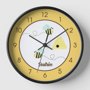 Bumble Bees Cute Bee Mint Green Nursery Clock