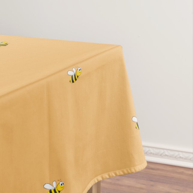 Bumble bees cute funny yellow orange tablecloth (In Situ)