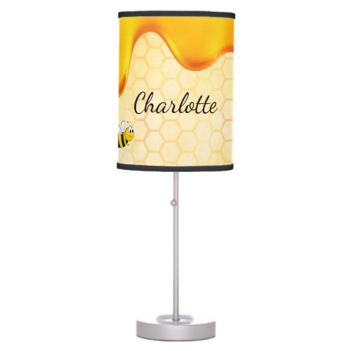 Bumble bees cute honey dripping name table lamp