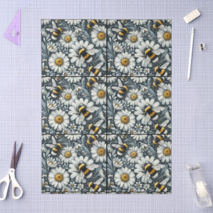 Bumble Bees & Daisies Floral Decoupage Tissue Paper
