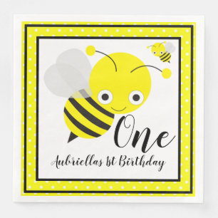 Bumble Bees First Birthday Paper Dinner Napkins