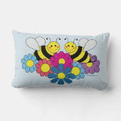 Bumble Bees & Flowers Design Lumbar Pillow (Back)
