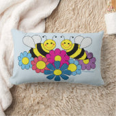 Bumble Bees & Flowers Design Lumbar Pillow (Blanket)