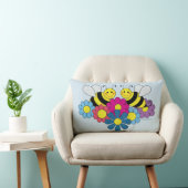 Bumble Bees & Flowers Design Lumbar Pillow (Chair)