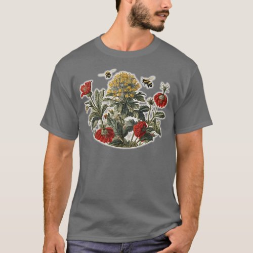 Bumble Bees flying over some flowers T_Shirt