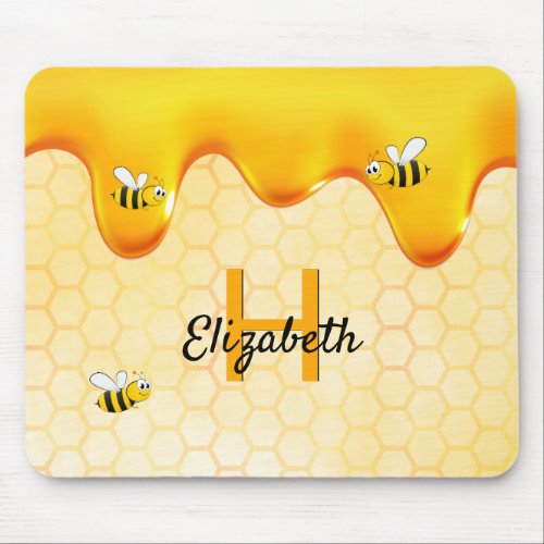 Bumble bees golden honeycomb honey dripping mouse pad