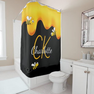 Details about   Queen Bee Shower Curtain Winking Bumblebee Print for Bathroom 