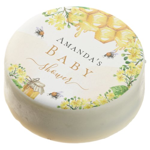 Bumble bees honey yellow florals baby shower chocolate covered oreo