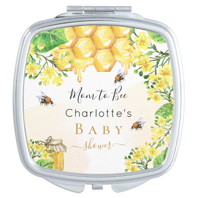 Bumble bees honey yellow florals Baby Shower  Compact Mirror (Front)
