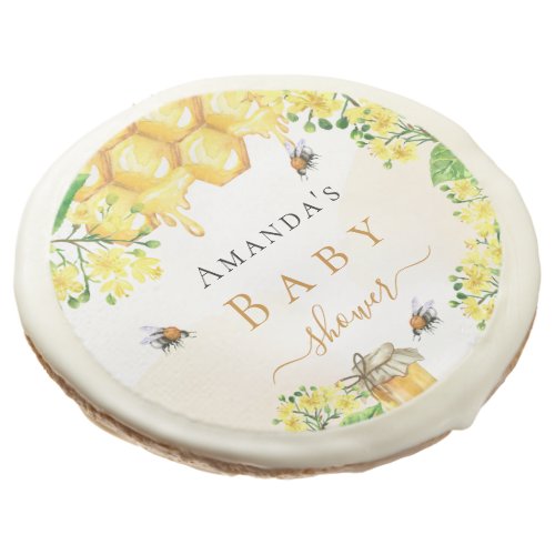 Bumble bees honey yellow florals baby shower sugar cookie