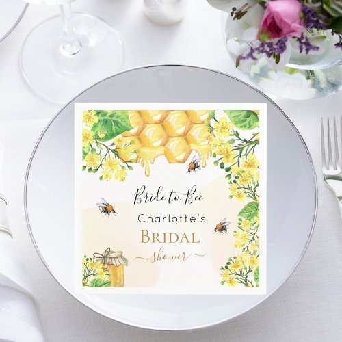 Bumble bees honey yellow florals Bridal Shower Napkins