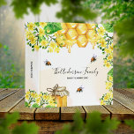 Bumble bees honey yellow florals family monogram 3 ring binder<br><div class="desc">Cute bumble bees,  yellow florals,  and dripping honey from honeycomb. Personalize and add your name and your text on the front and on the spine.</div>