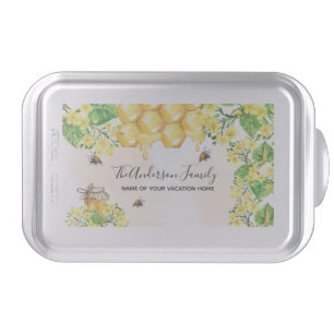 Bumble bees honey yellow florals family monogram cake pan