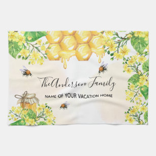 Yellow & Black Bumble Bee Kitchen Towel, Zazzle