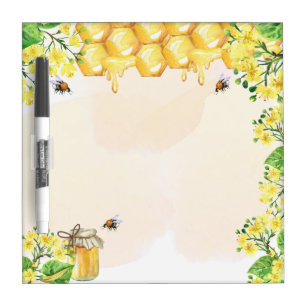 Bumble bees honey yellow florals honeycomb dry erase board