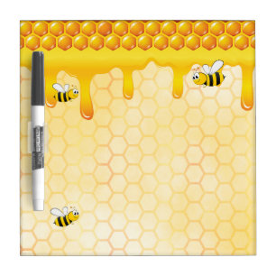 Bumble bees honeycomb golden honey dripping dry erase board