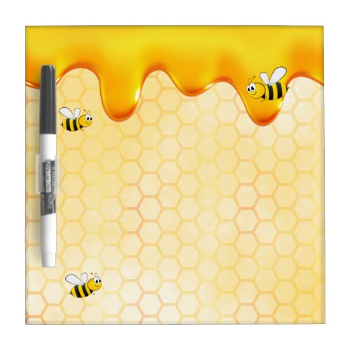 Bumble bees honeycomb golden honey dripping dry erase board