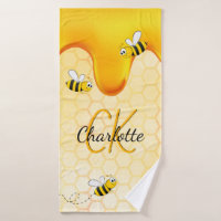 Bumble bees honeycomb honey dripping monogram