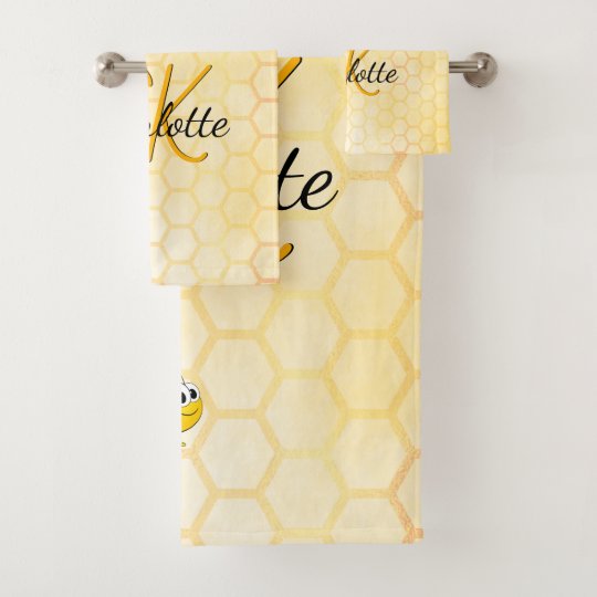 Bumble bees honey dripping monogram bath towel set