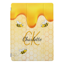 Bumble bees honeycomb honey dripping monogram iPad pro cover