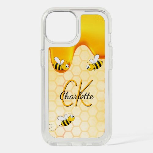 Bumble bees honeycomb honey dripping monogram iPhone 15 case