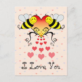 Bumble Bees I Love You Postcard