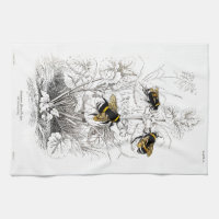 Yellow & Black Bumble Bee Kitchen Towel, Zazzle