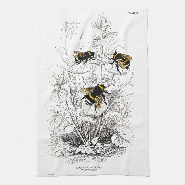 Bumble Bees Kitchen Towel (Vertical)