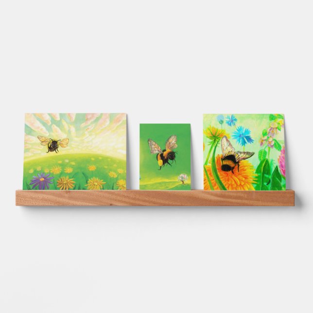 Bumble Bees on a Flowering Meadow Illustration Picture Ledge (Front)
