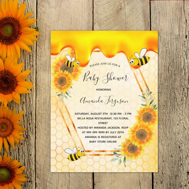 Bumble bees sunflowers mom to bee baby shower postcard (Creator Uploaded)