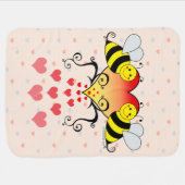 Bumble Bees With Hearts Design Baby Blanket (Horizontal)