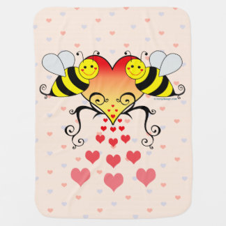 Bumble Bees With Hearts Design Baby Blanket